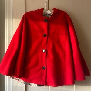 Red Burberry Girls Cape
